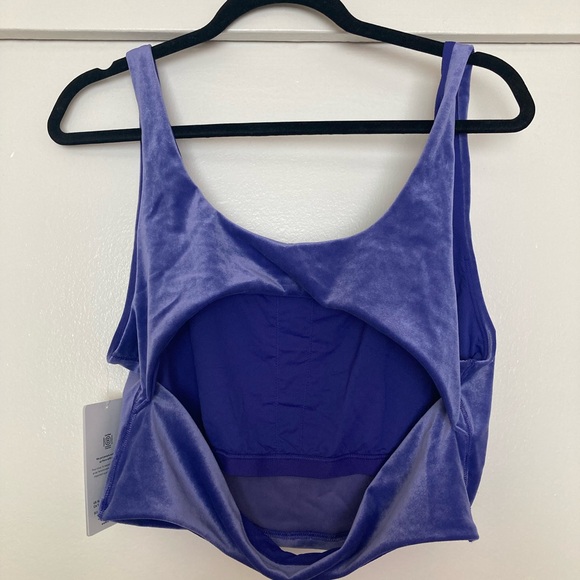 Athleta Velvet Cut Out Crop Top Sports Bra Velour Purple D-DD XL Extra Large - Picture 4 of 8